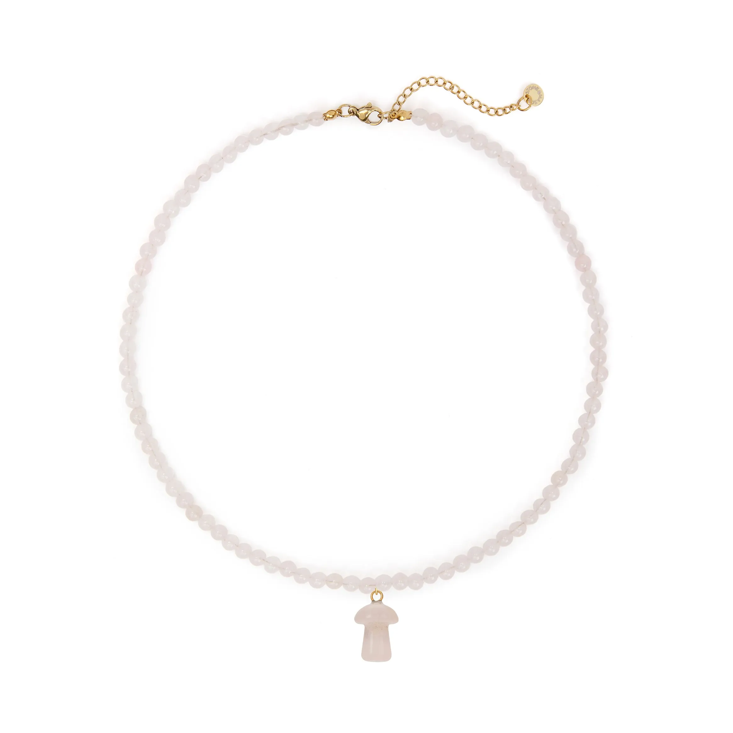 Rose Quartz Mushroom Charm Necklace sold by Stone and Mason