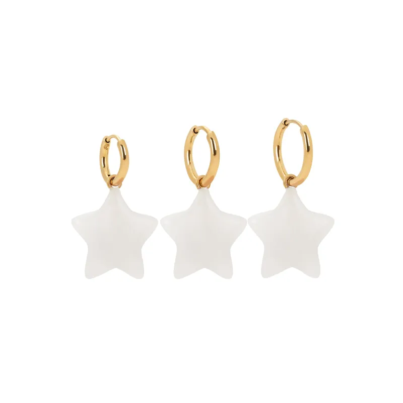 White Jasper Star Charm Earring sold by Stone and Mason