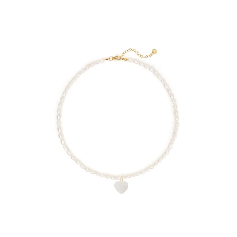 Pearl & White Jasper Heart Charm Necklace sold by Stone and Mason
