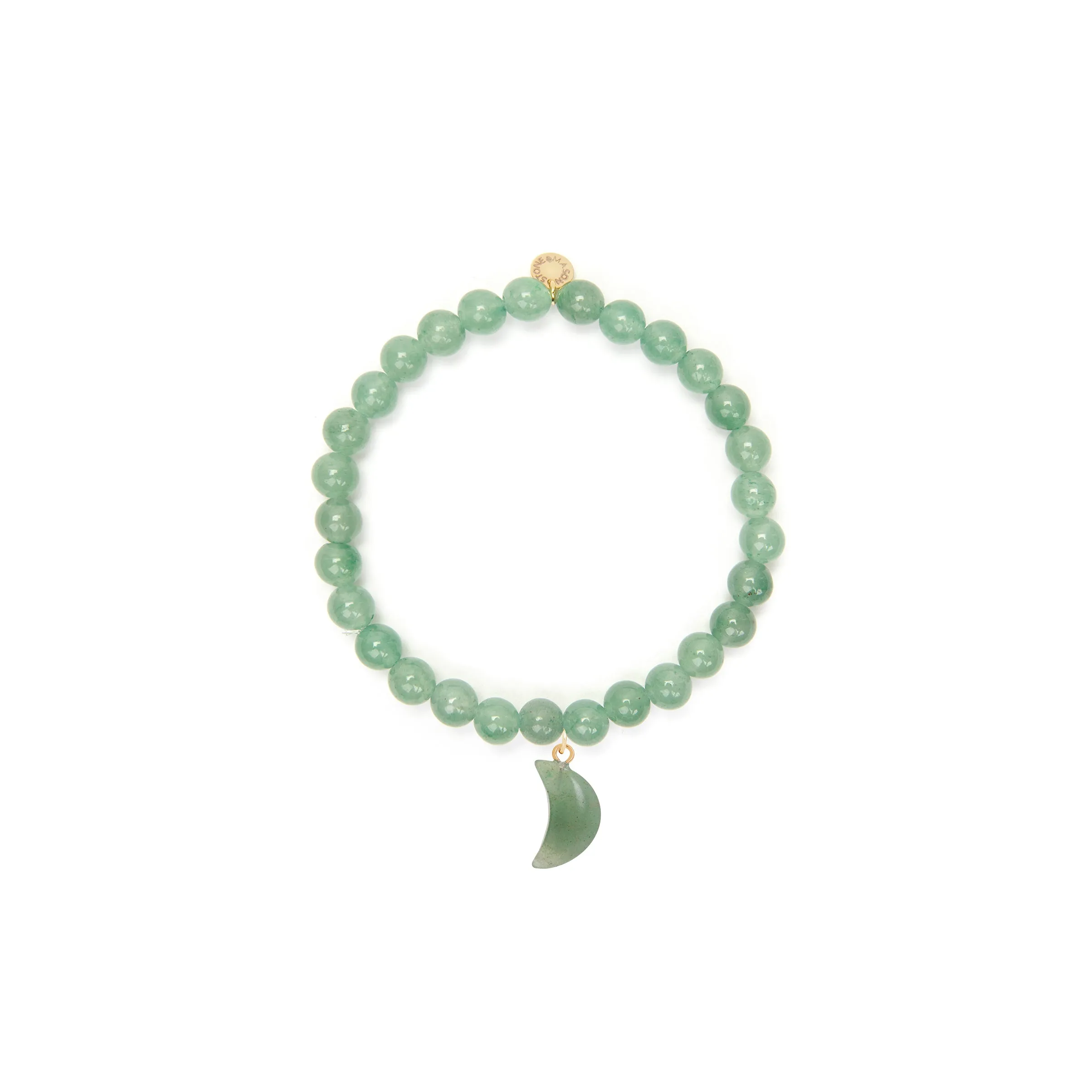 6mm Green Aventurine Bead Bracelet with Moon Charm sold by Stone and Mason
