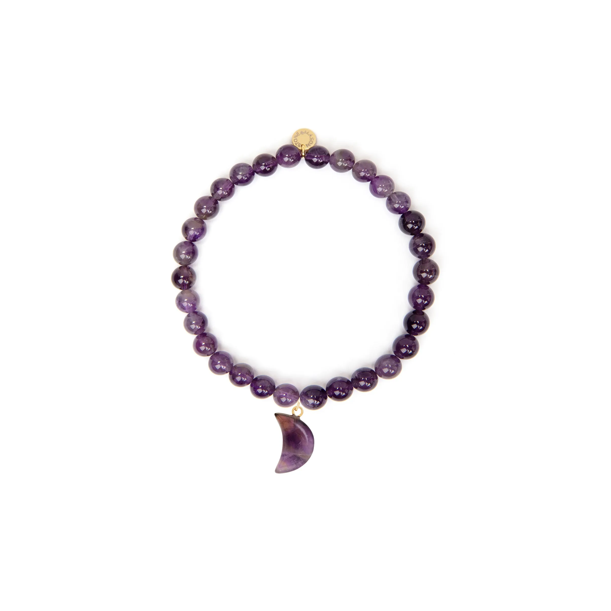 6mm Amethyst Bead Bracelet with Moon Charm sold by Stone and Mason