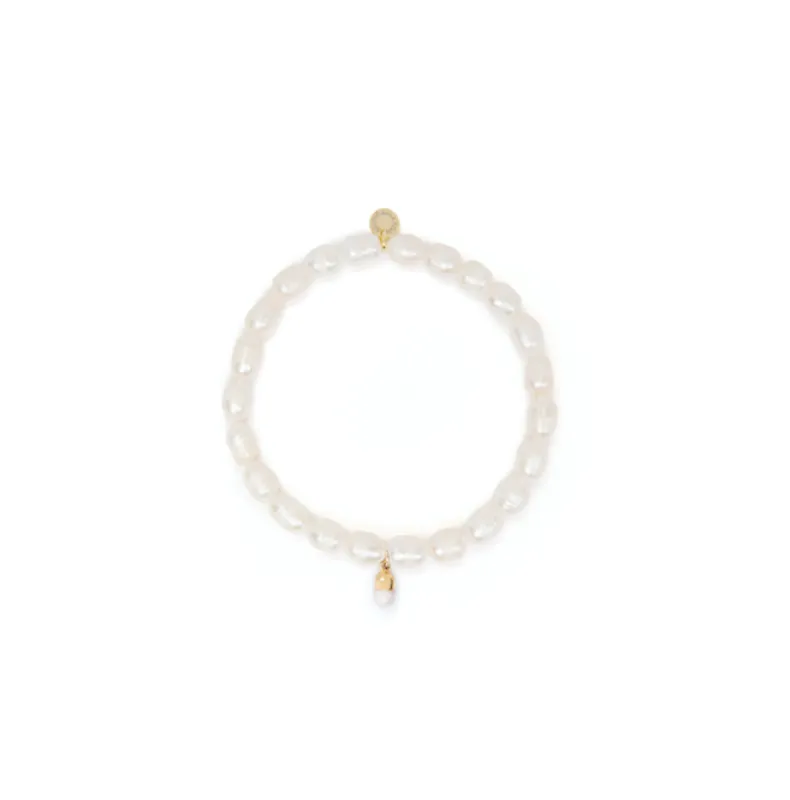 6mm Pearl Bead Bracelet with Pill Charm sold by Stone and Mason