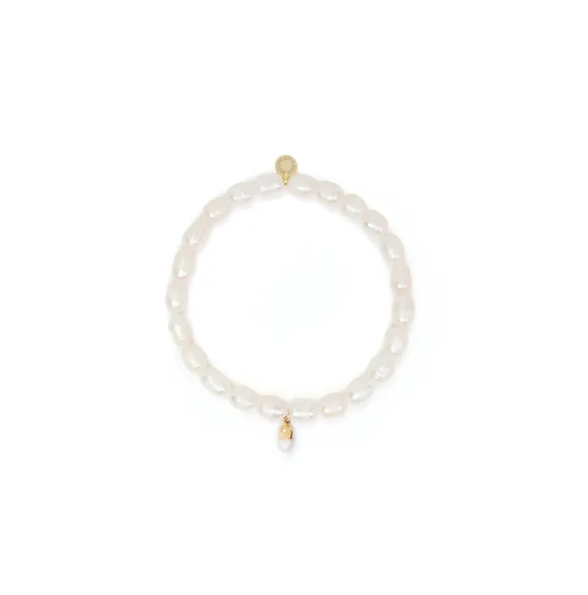 6mm Pearl Bead Bracelet with Pill Charm sold by Stone and Mason