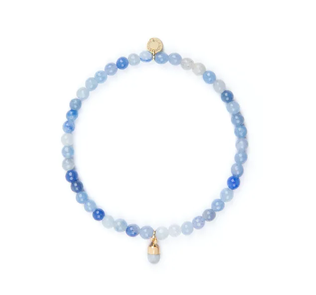 4mm Blue Aventurine Bead Bracelet with Blue Pill Charm sold by Stone and Mason