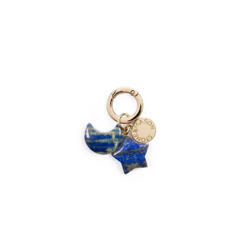 Double Charm Lapis Lazuli Moon & Star Bag Charm sold by Stone and Mason