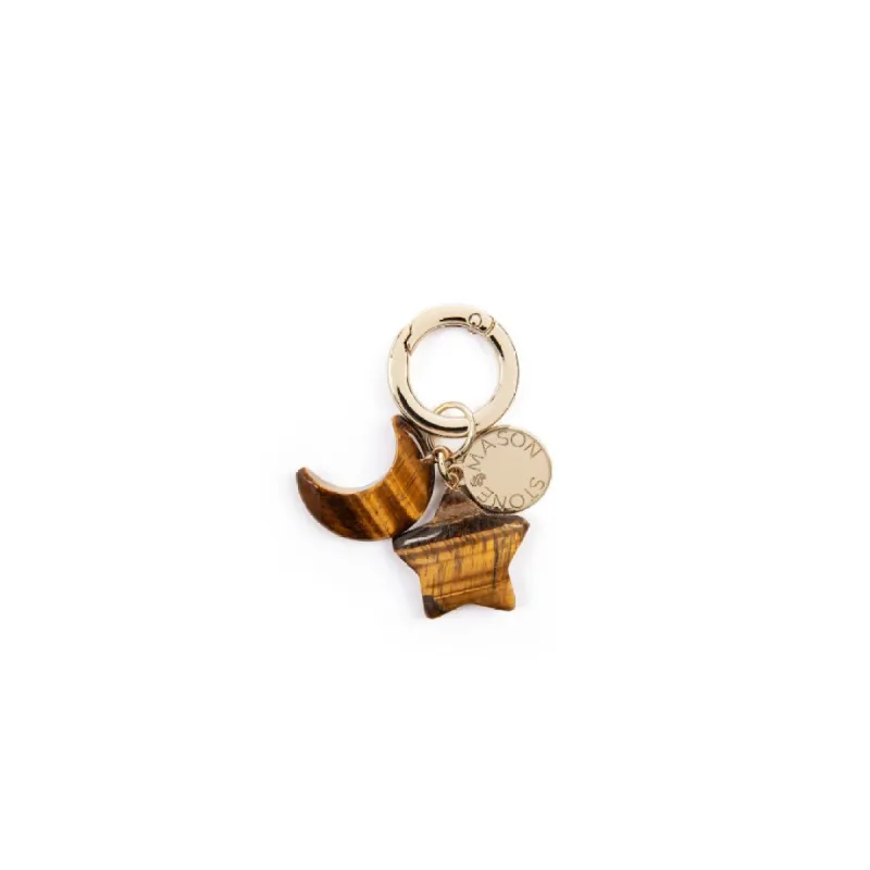 Double Charm Tiger's Eye Moon & Star Bag Charm sold by Stone and Mason