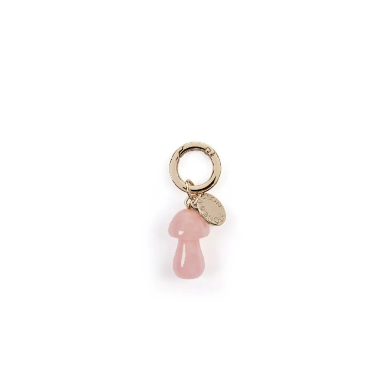 Rose Quartz Mushroom Bag Charm sold by Stone and Mason