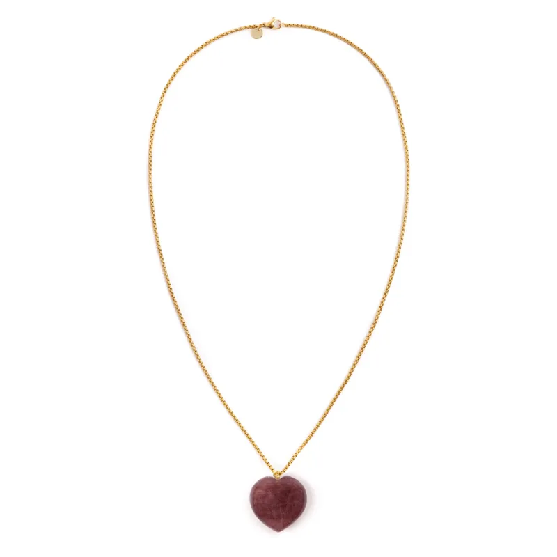 Large Strawberry Quartz Heart Pendant sold by Stone and Mason