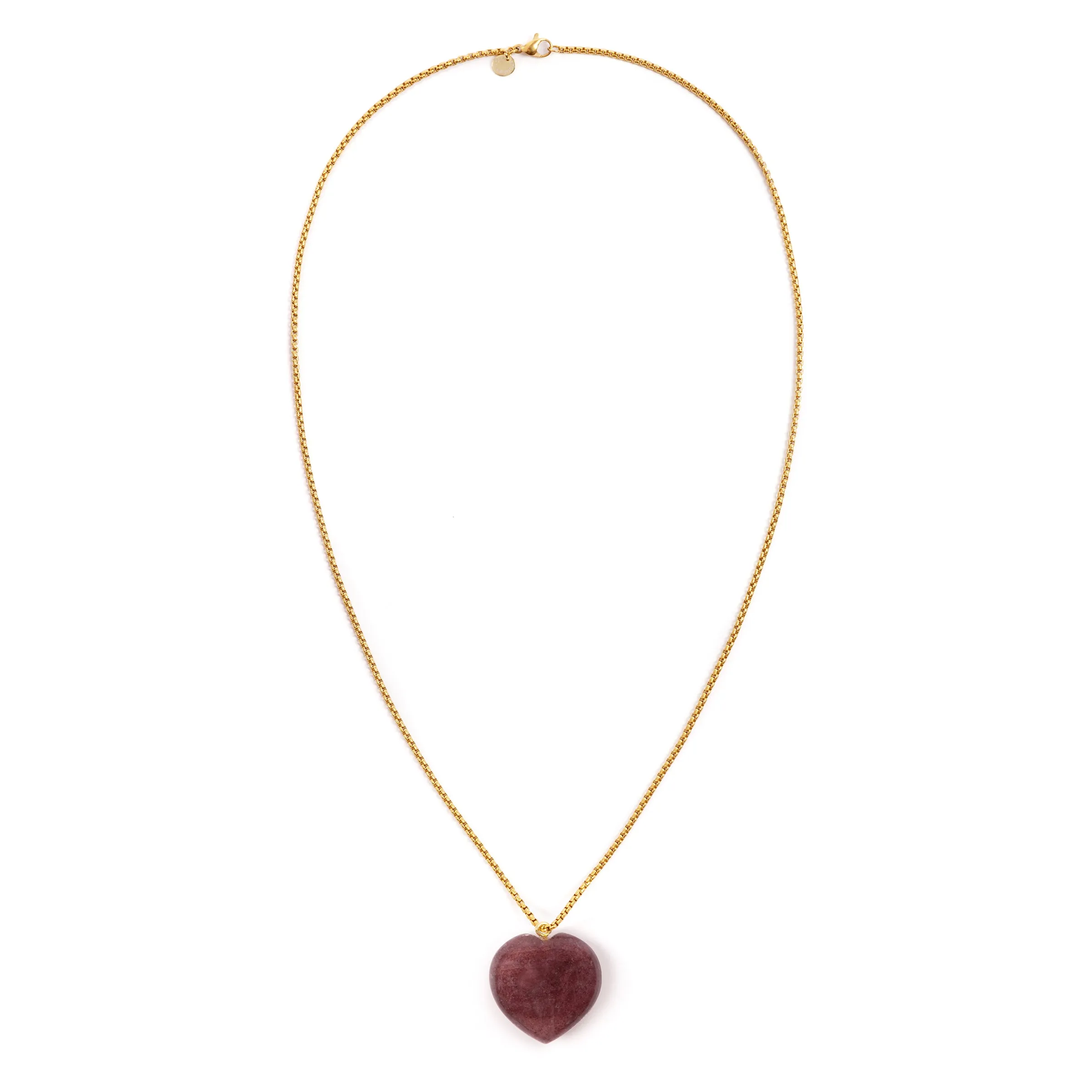 Large Strawberry Quartz Heart Pendant sold by Stone and Mason