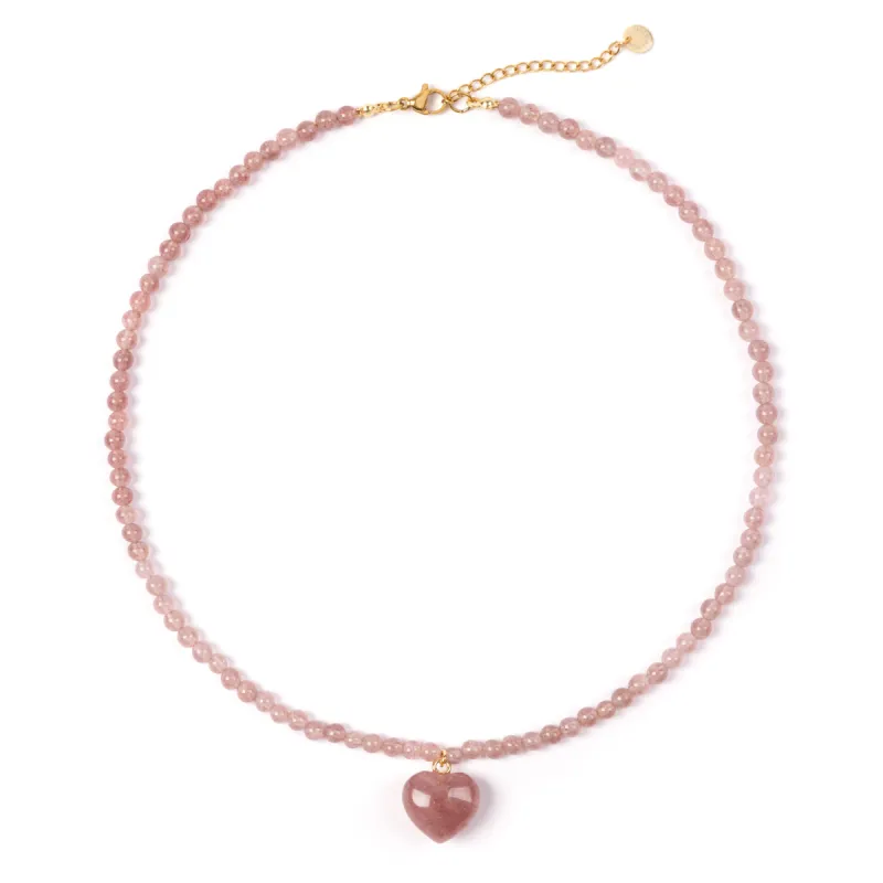 Strawberry Quartz Heart Charm Necklace sold by Stone and Mason
