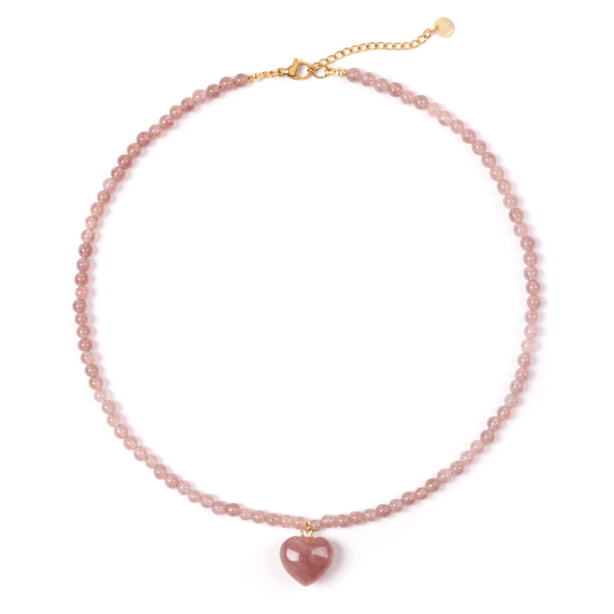 Strawberry Quartz Heart Charm Necklace sold by Stone and Mason
