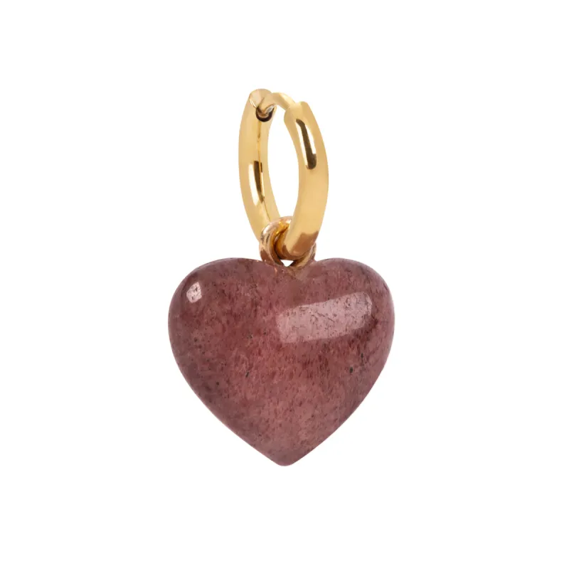 Strawberry Quartz Mini Heart Charm Earring sold by Stone and Mason
