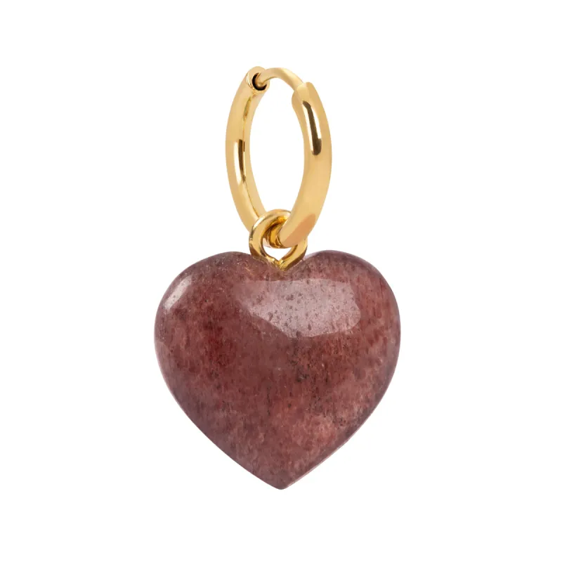 Strawberry Quartz Heart Charm Earring sold by Stone and Mason