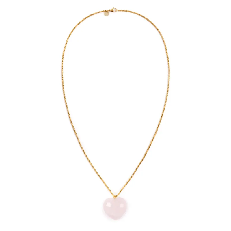 Large Rose Quartz Heart Pendant sold by Stone and Mason