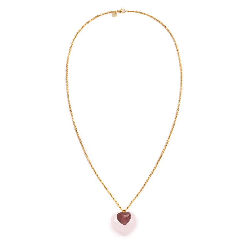 Large Double Heart Pendant Large Rose Quartz with Strawberry Quartz sold by Stone and Mason