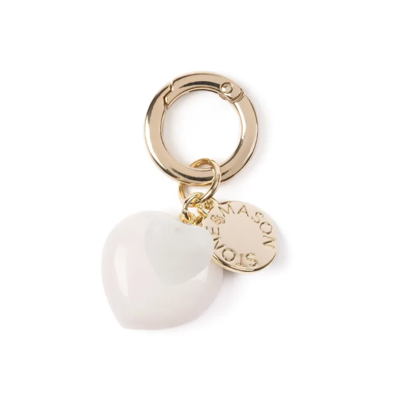 Double Heart White Jasper Bag Charm sold by Stone and Mason