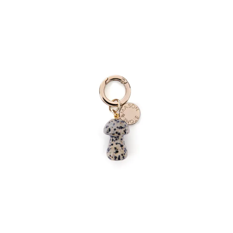 Dalmatian Jasper Mushroom Bag Charm sold by Stone and Mason