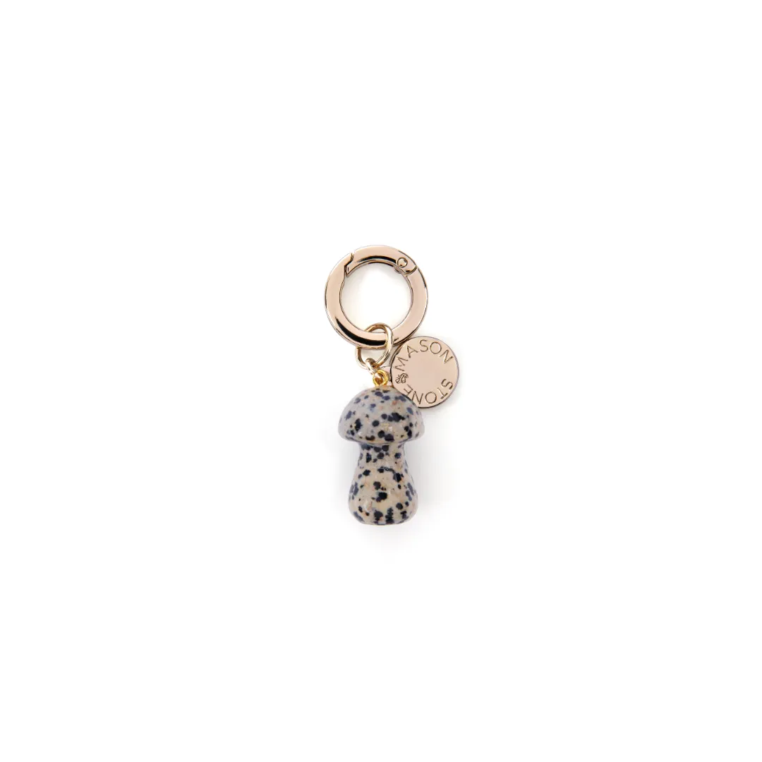 Dalmatian Jasper Mushroom Bag Charm sold by Stone and Mason