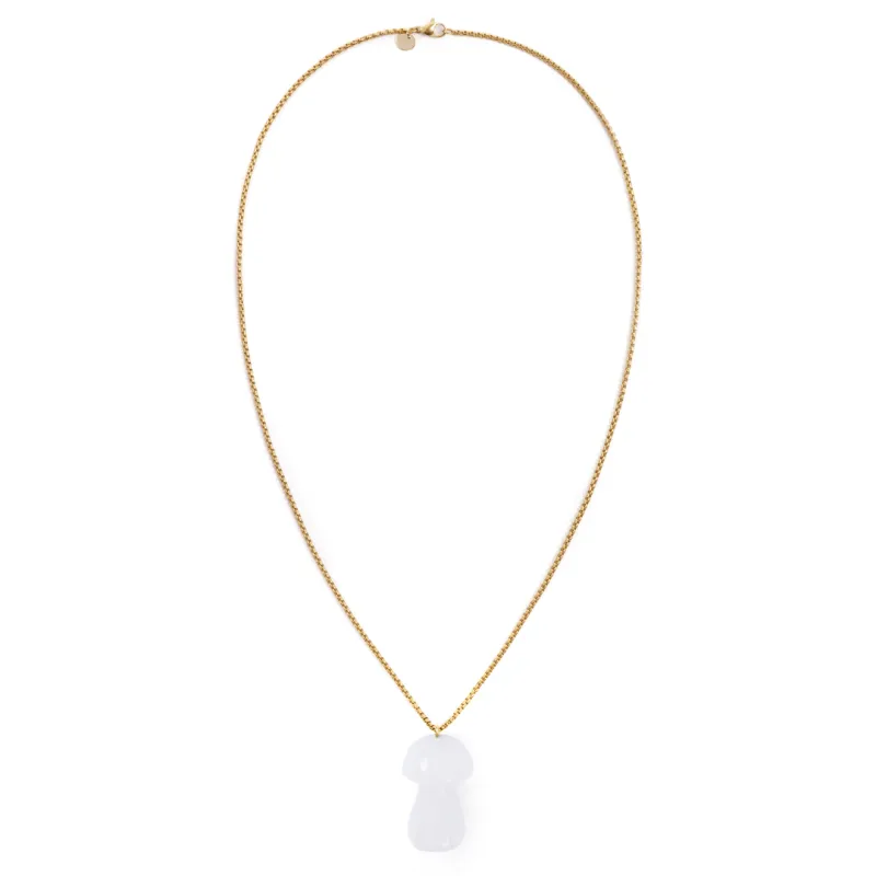 Large White Jasper Mushroom Pendant sold by Stone and Mason