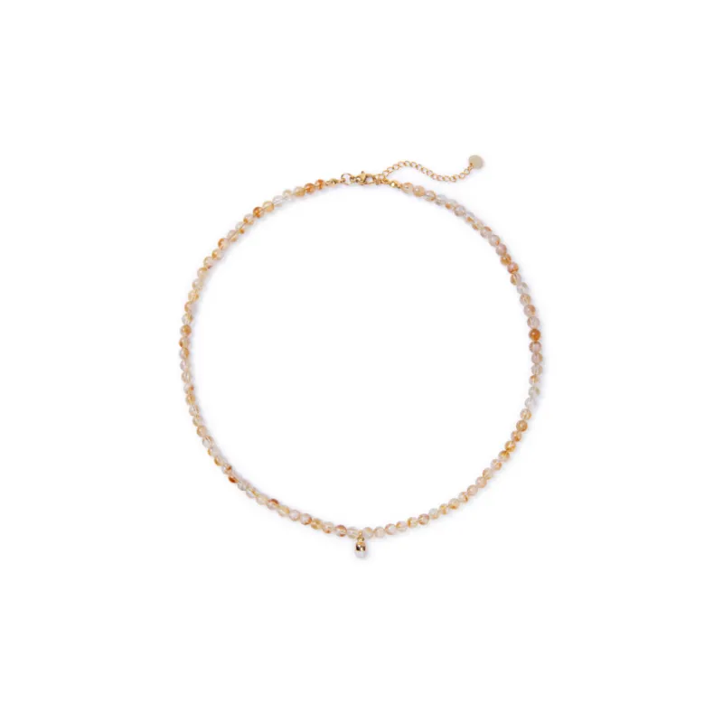 Citrine Bead Necklace with Pill Charm sold by Stone and Mason