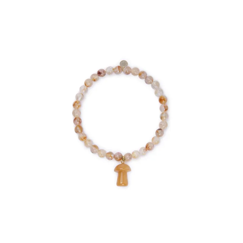 6mm Citrine Bead & Yellow Jasper Mushroom Charm Bracelet sold by Stone and Mason