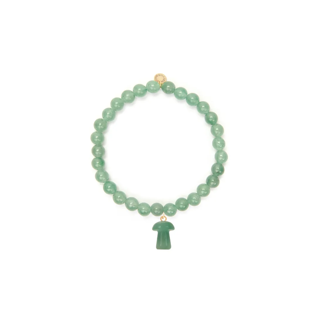6mm Green Aventurine Bead Bracelet with Mushroom Charm sold by Stone and Mason