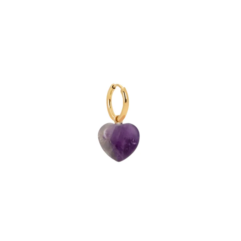 Amethyst Mini Heart Charm Earring sold by Stone and Mason