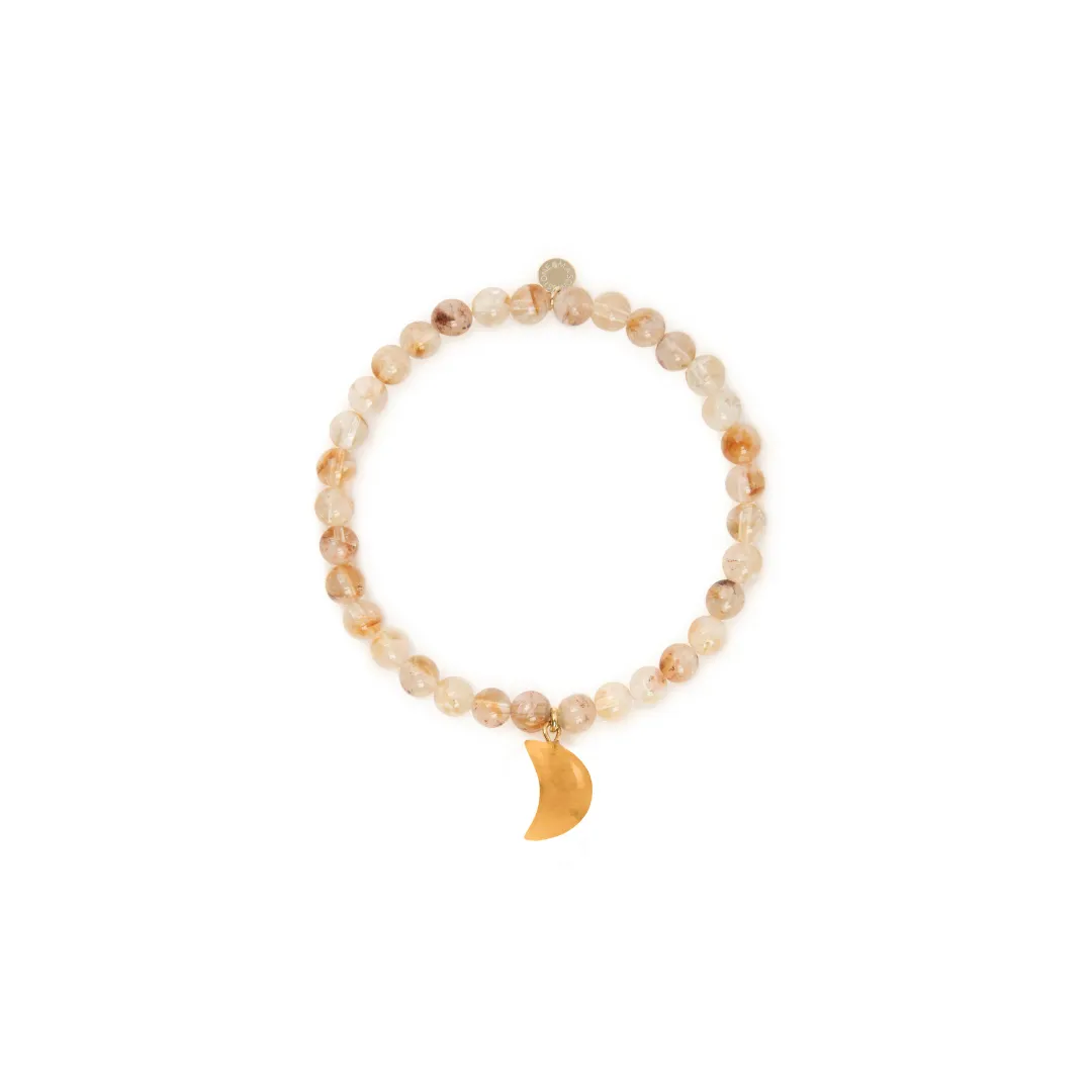 6mm Citrine Bead Bracelet with Yellow Jasper Moon Charm sold by Stone and Mason
