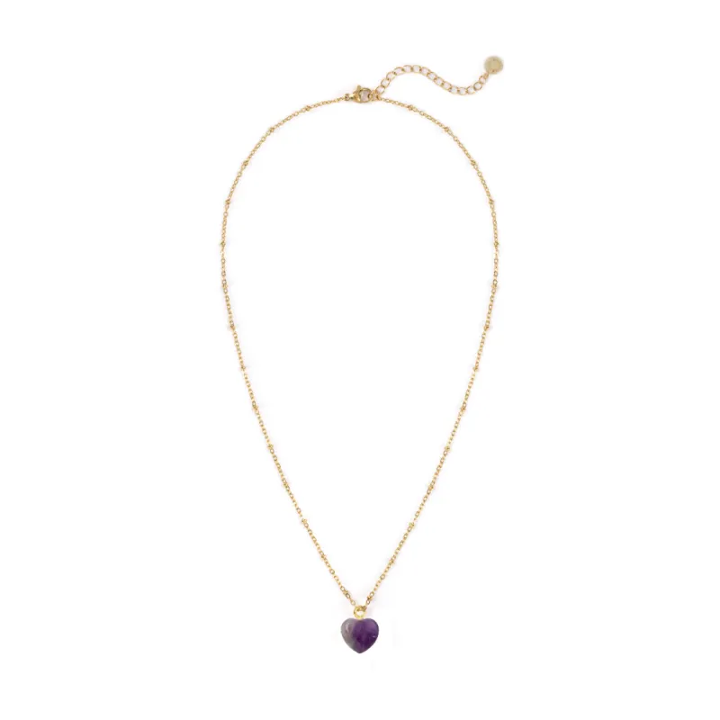 Amethyst Heart Charm Pendant made by Stone and Mason