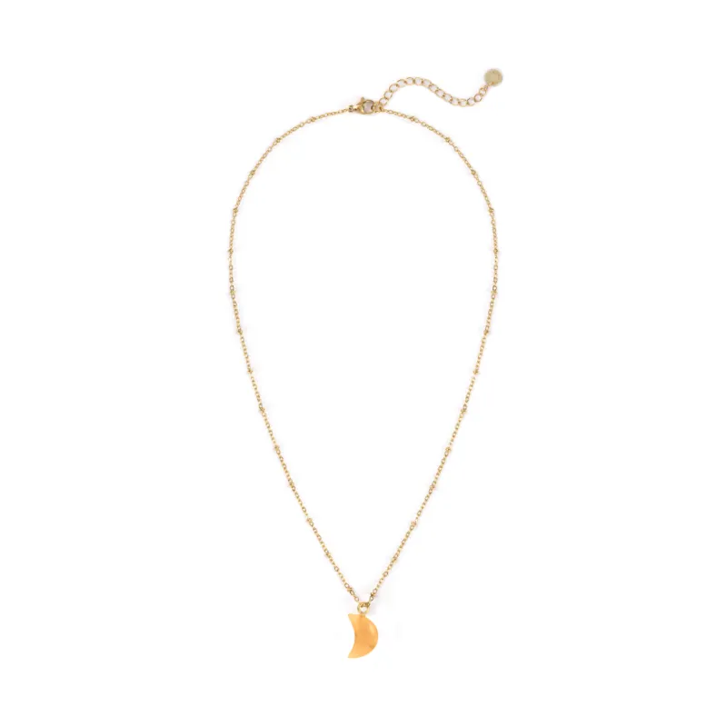 Yellow Jasper Moon Charm Pendant sold by Stone and Mason