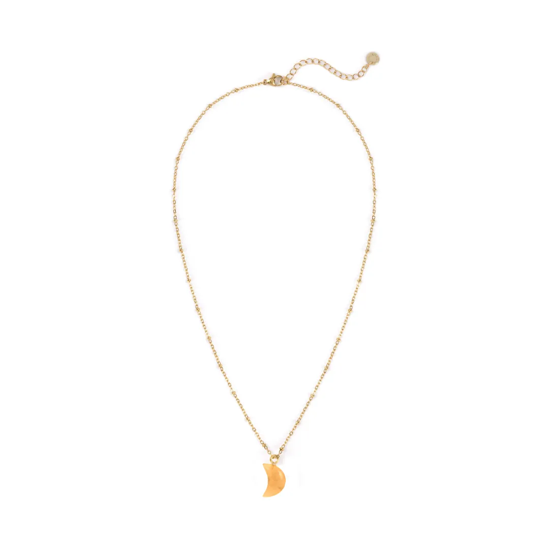 Yellow Jasper Moon Charm Pendant sold by Stone and Mason