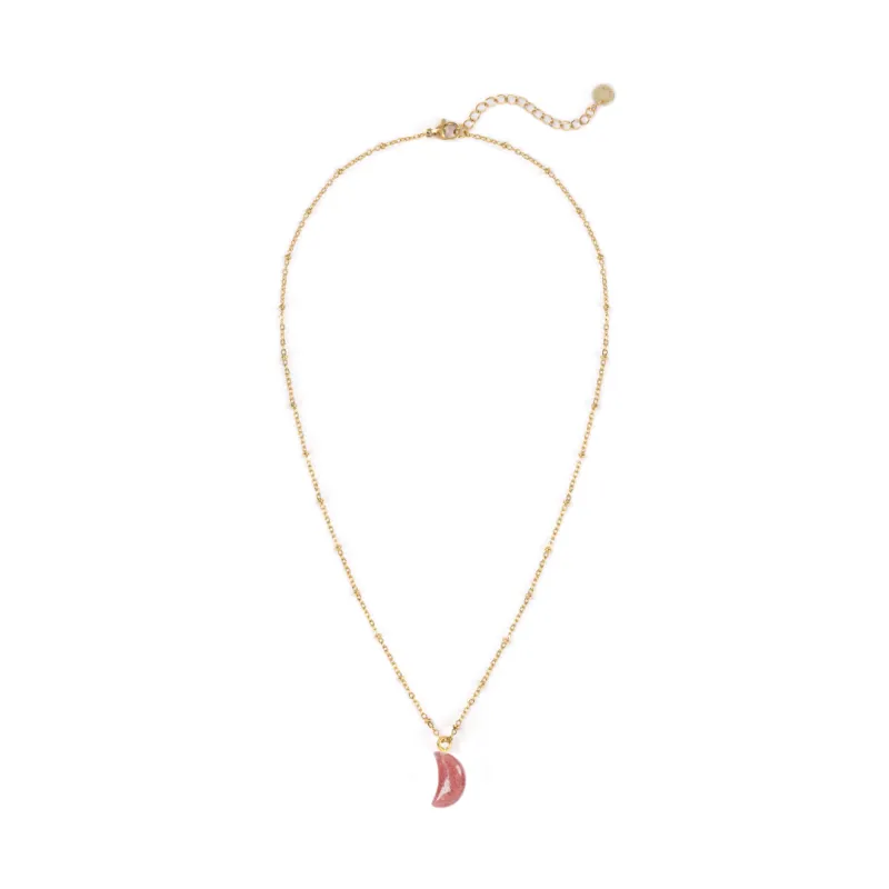 Strawberry Quartz Moon Charm Pendant sold by Stone and Mason