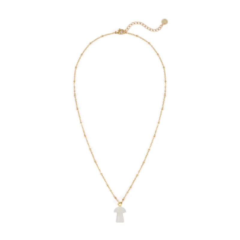 White Jasper Mushroom Charm Pendant sold by Stone and Mason