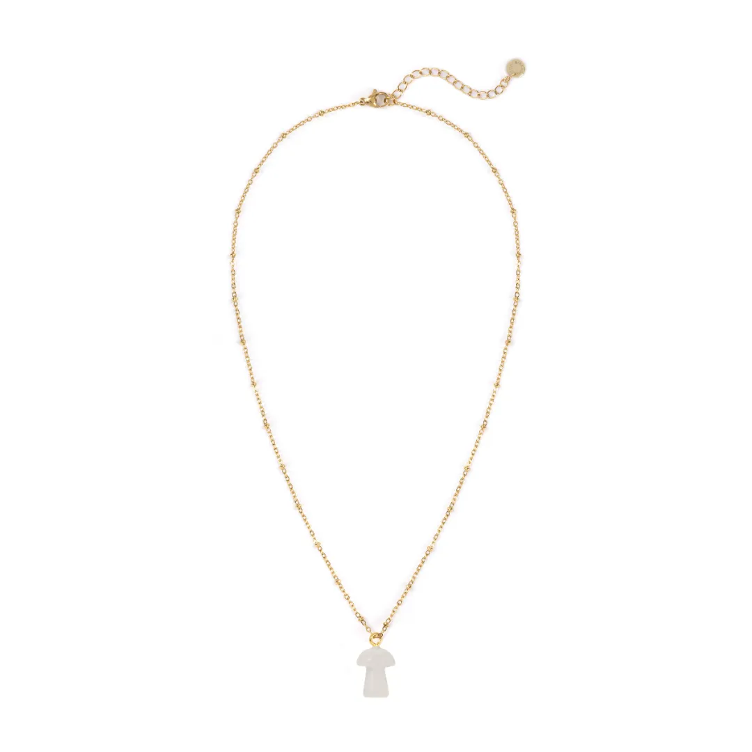 White Jasper Mushroom Charm Pendant sold by Stone and Mason