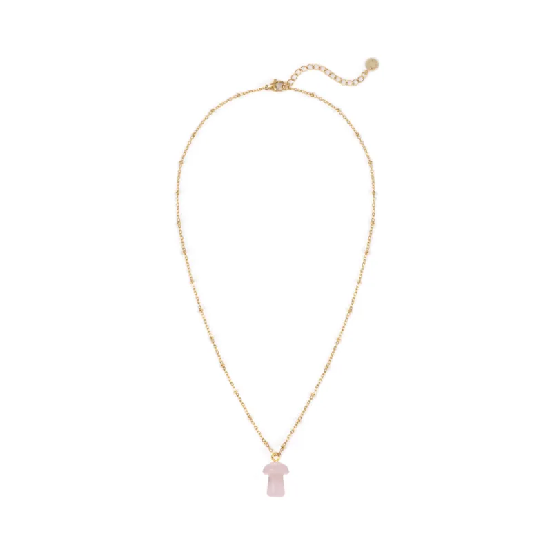 Rose Quartz Mushroom Charm Pendant sold by Stone and Mason