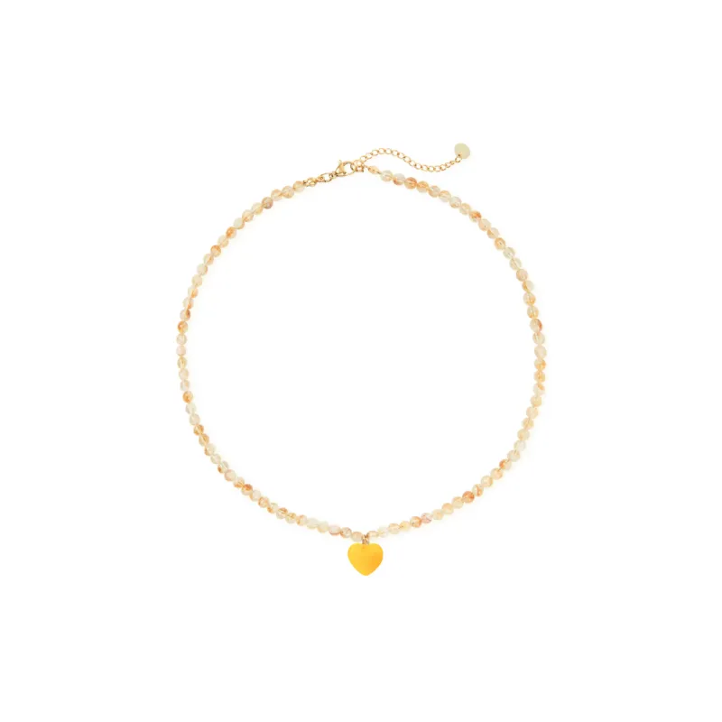 Citrine & Yellow Jasper Heart Charm Necklace sold by Stone and Mason