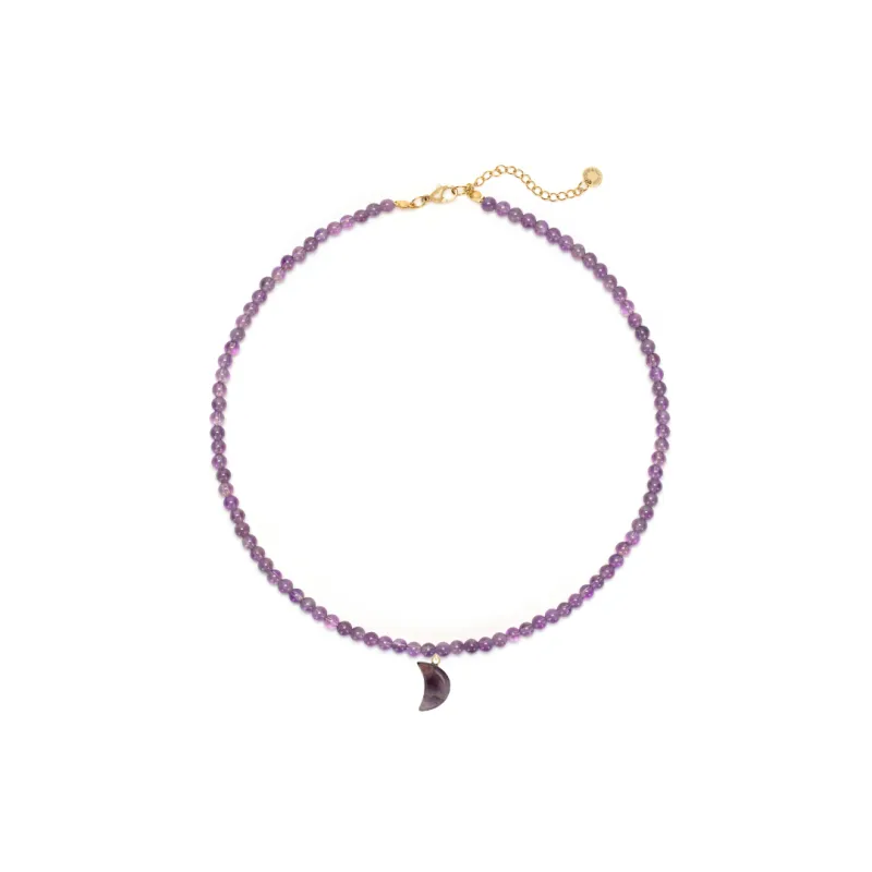 Amethyst Moon Charm Necklace sold by Stone and Mason
