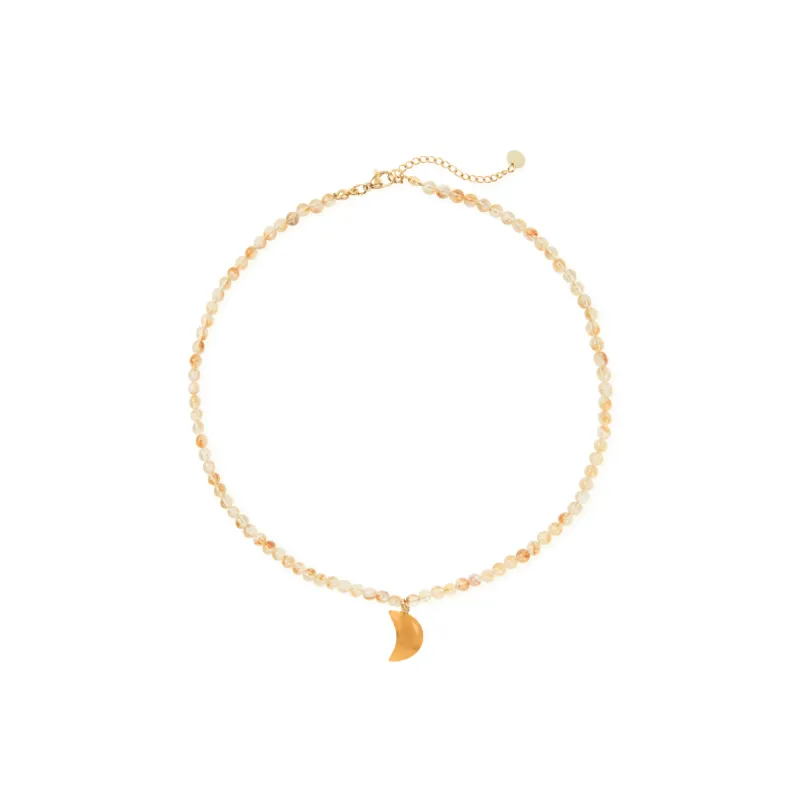 Citrine and Yellow Jasper Moon Necklace sold by Stone and Mason