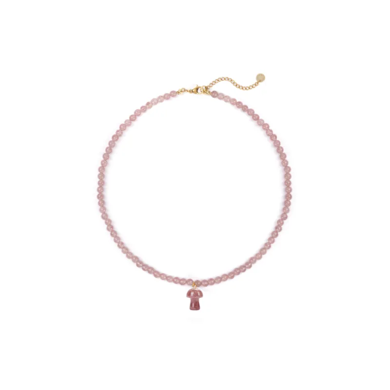 Strawberry Quartz Mushroom Charm Necklace sold by Stone and Mason