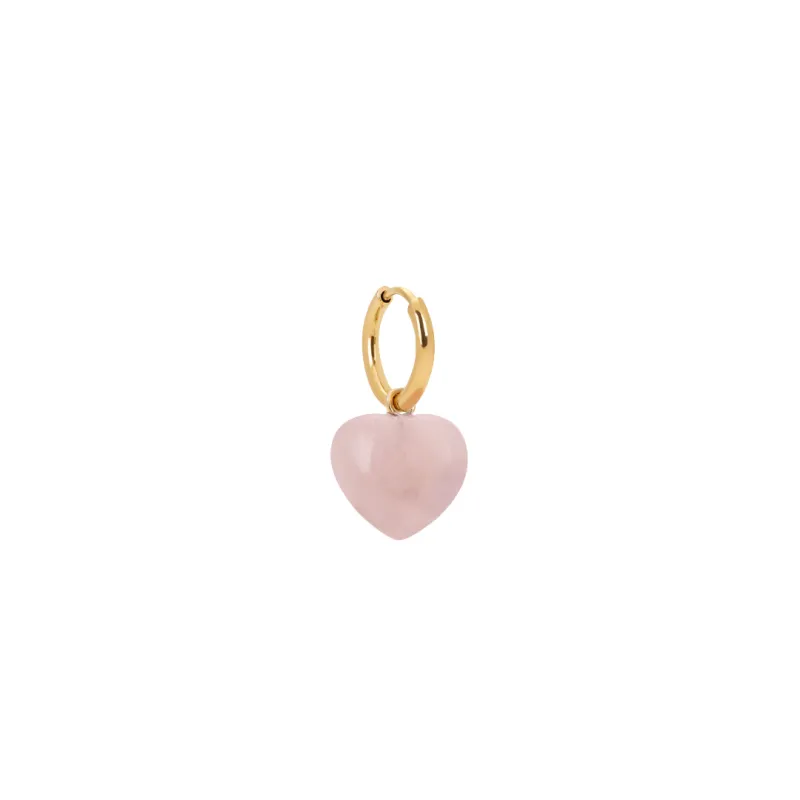 Rose Quartz Mini Heart Charm Earring sold by Stone and Mason