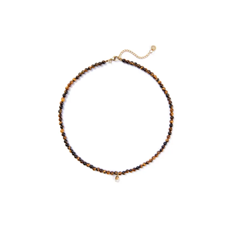 Tigers' Eye Bead Necklace with Pill Charm sold by Stone and Mason