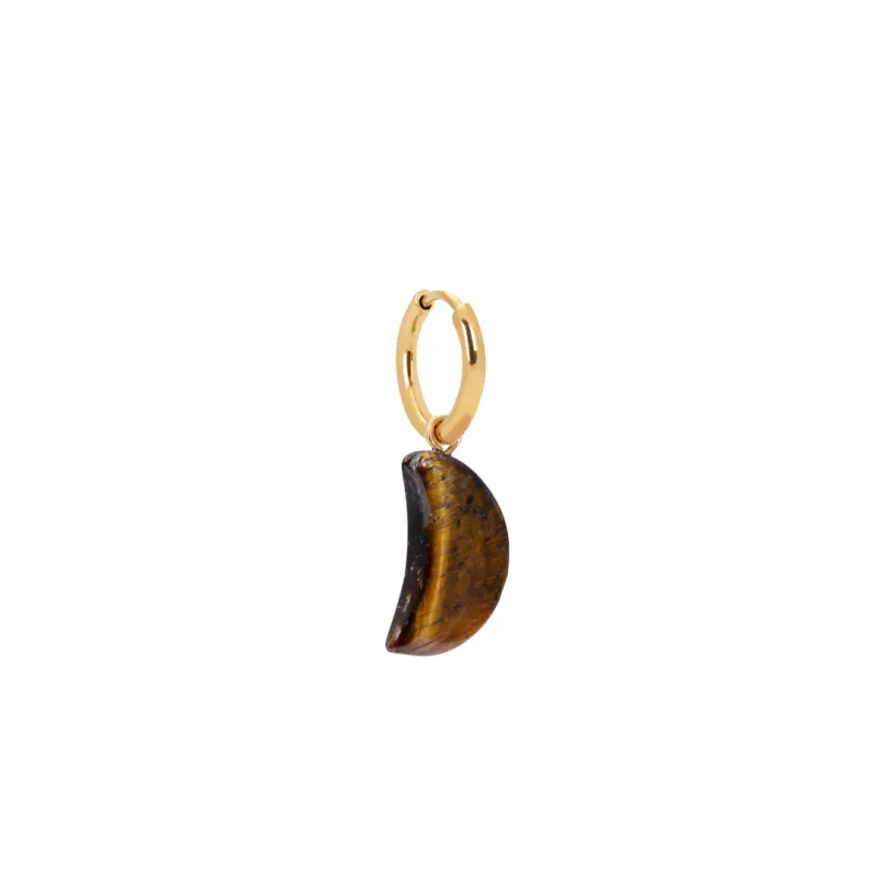 Tigers' Eye Moon Charm Earring sold by Stone and Mason