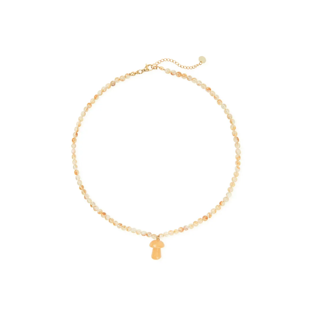 Citrine and Yellow Jasper Mushroom Charm Necklace sold by Stone and Mason