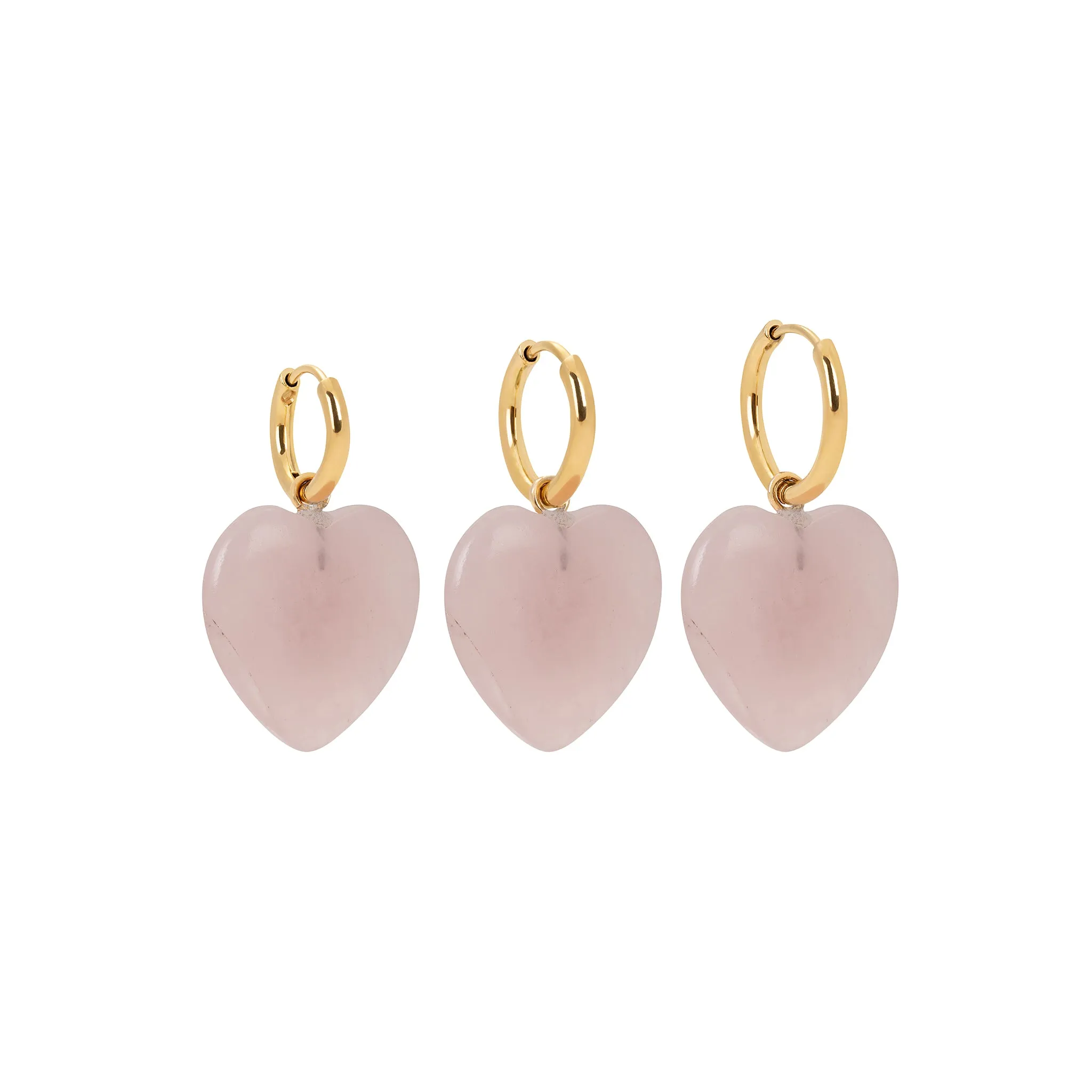 Rose Quartz Heart Charm Earring sold by Stone and Mason