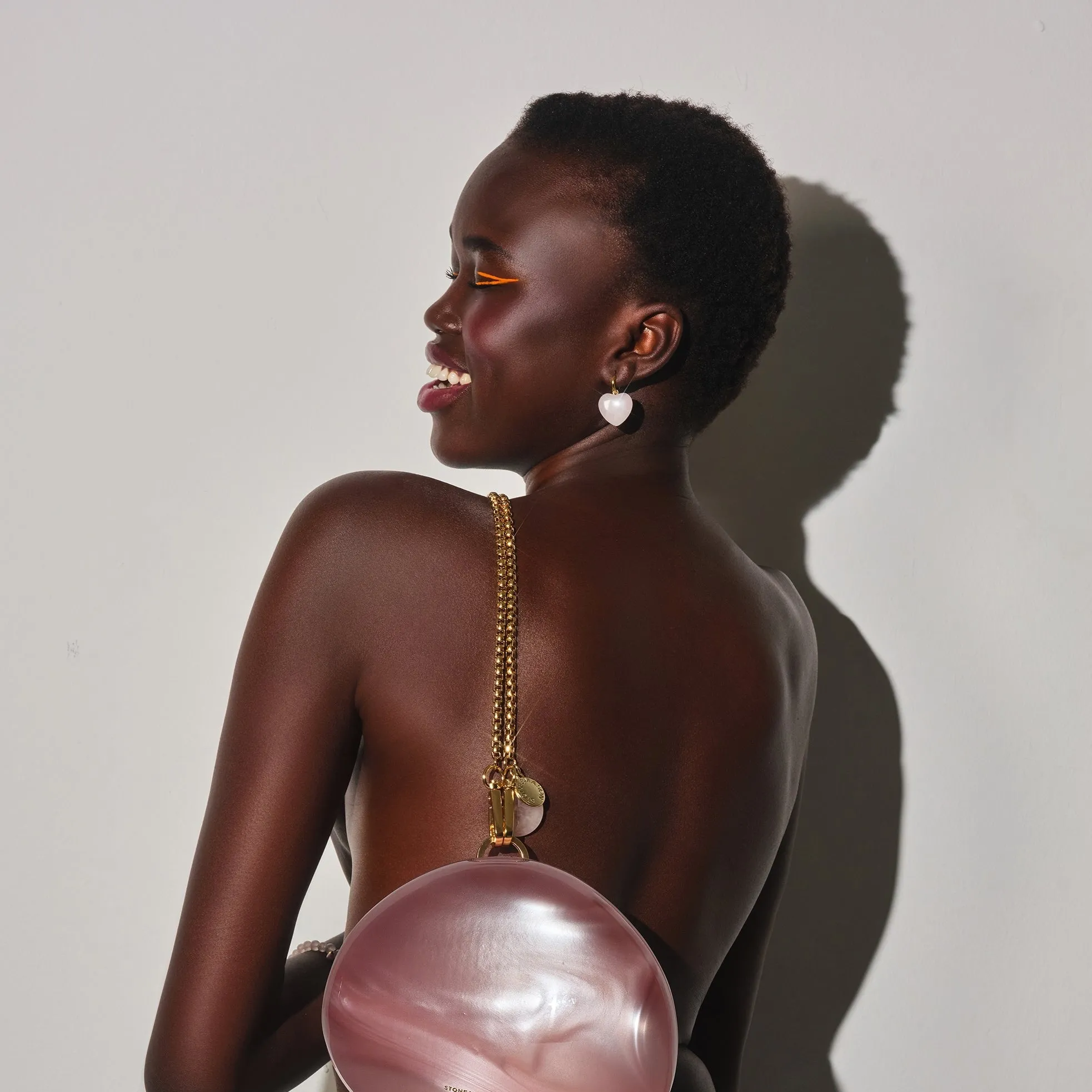 Rose Quartz Heart Charm Earring sold by Stone and Mason product image thumbnail 2