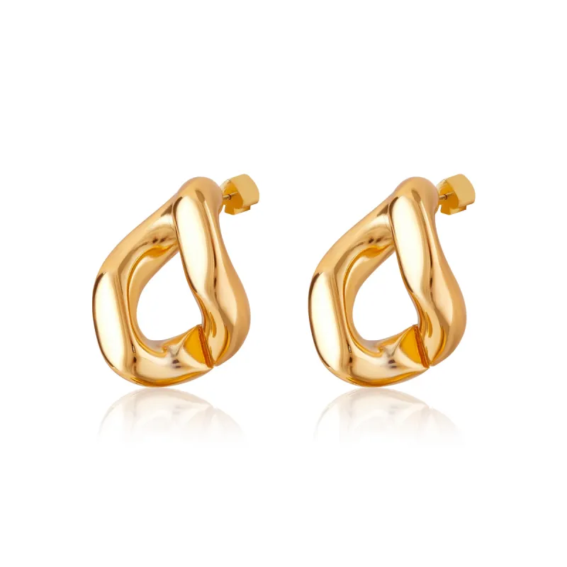 Gold 3.5cm Link Earrings sold by Stone and Mason