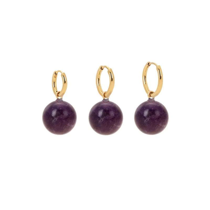 Amethyst Sphere Charm Earring sold by Stone and Mason