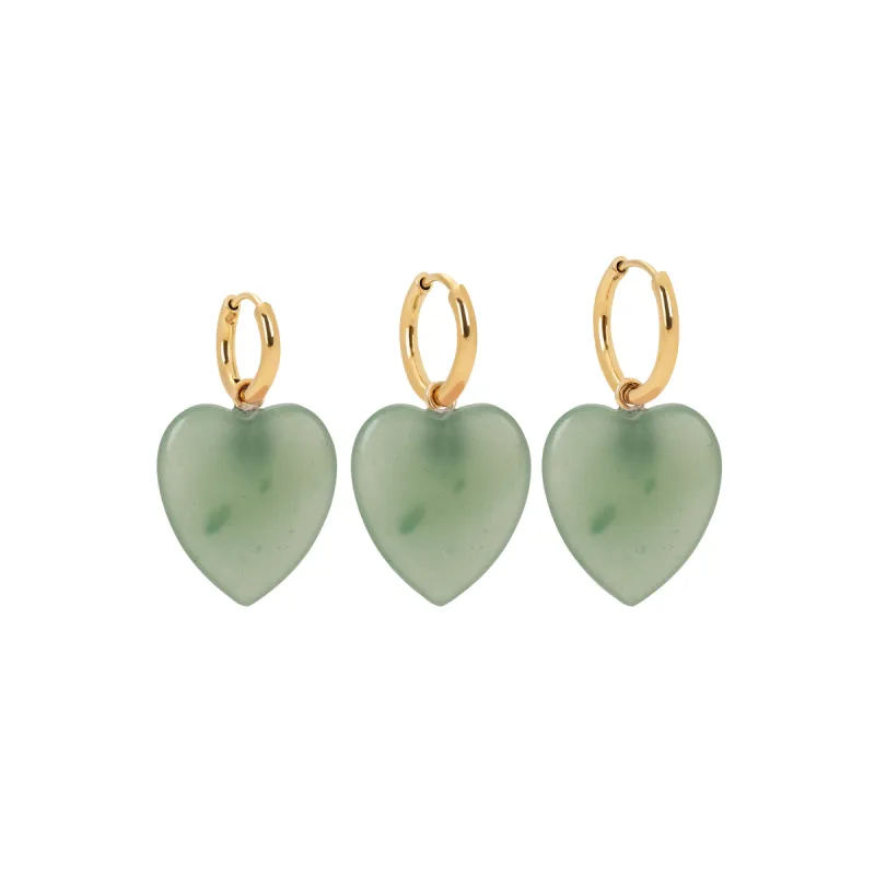 Green Aventurine Heart Charm Earring sold by Stone and Mason