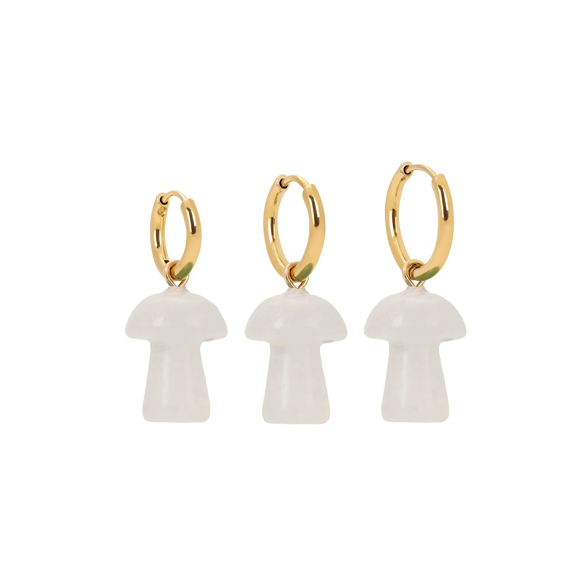 White Jasper Mini Mushroom Charm Earring sold by Stone and Mason