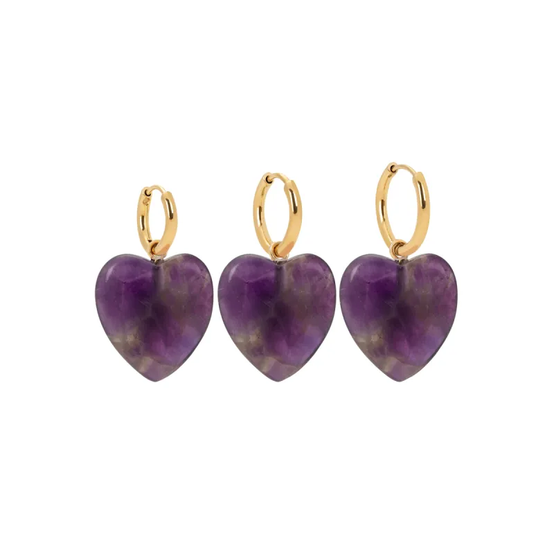 Amethyst Heart Charm Earring sold by Stone and Mason